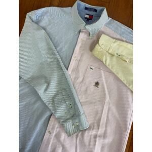 VTG 90s Tommy Hilfiger striped multicolor colorblock button down dress shirt XL